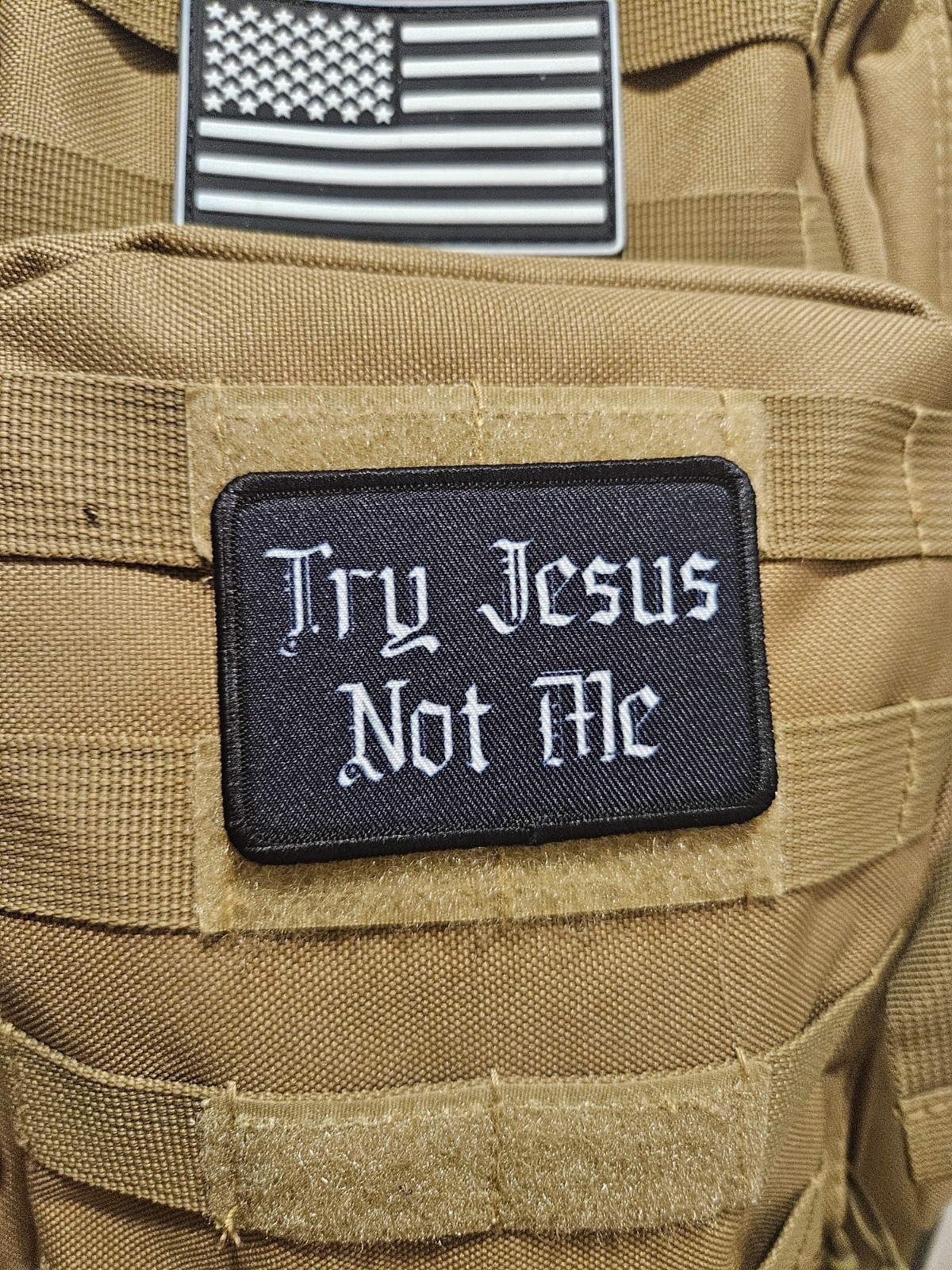 Try jesus not me meme 2"x3" hook & loop funny patch