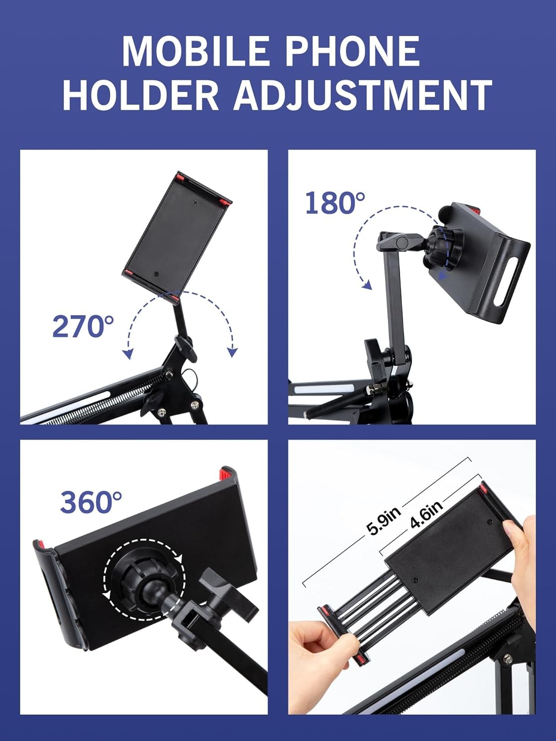 RGB Boom Arm - Mic Arm With RGB Light, Adjustable 11 Light Modes, Microphone ...
