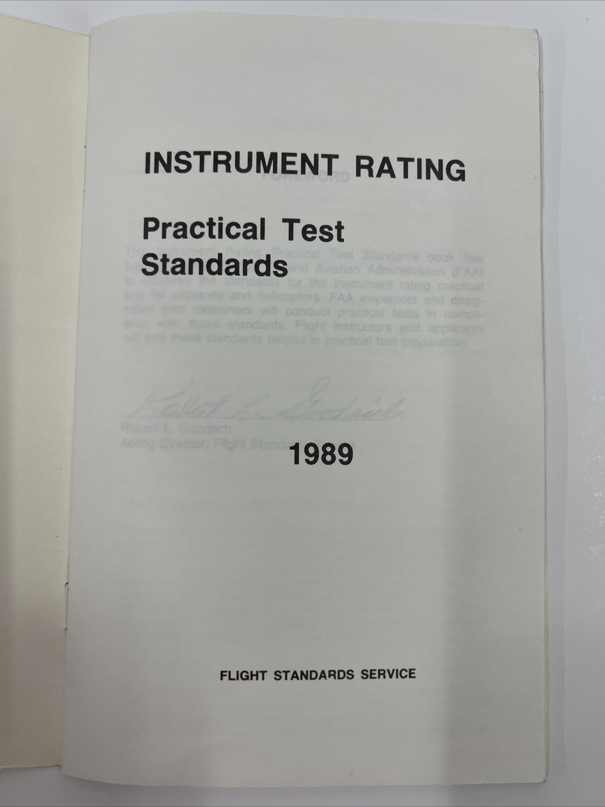 Instrument Rating Practical Test Standards for Airplane & Helicopter 1989