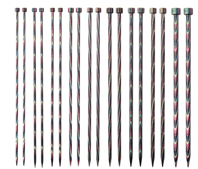 Majestic 10in Straight Knitting Needle Set 4-11 (3.5mm-8mm) Laminated Birch Wood
