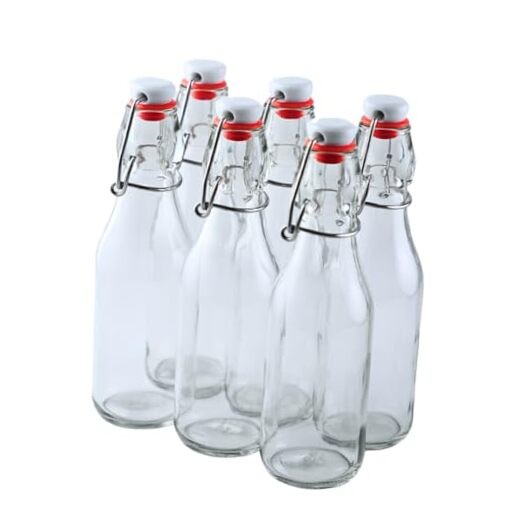Swing Top Glass Bottles |8.5 oz – Pack of 6 | Clear, Flip Top Glass 6 Pack
