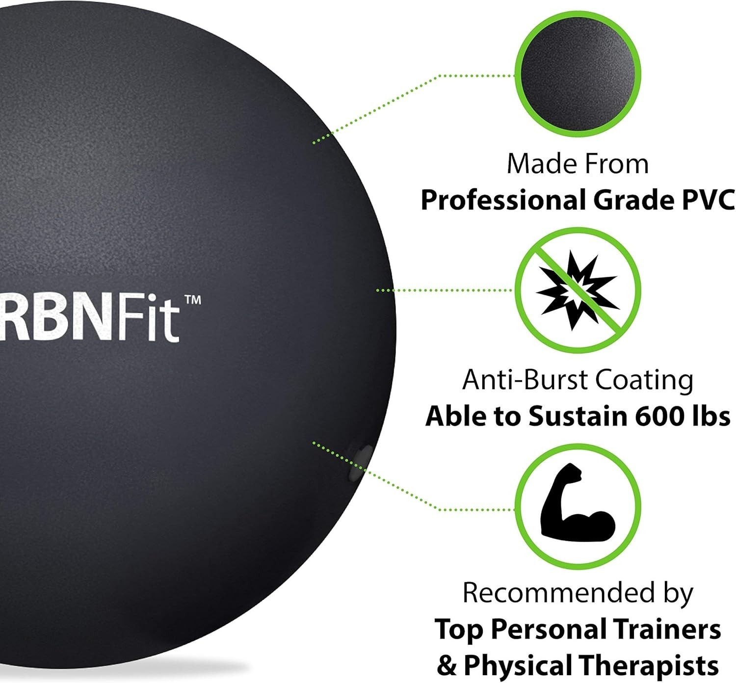9” Anti-Slip Exercise Ball - Quick Pump & Portable for Home or Gym Workouts