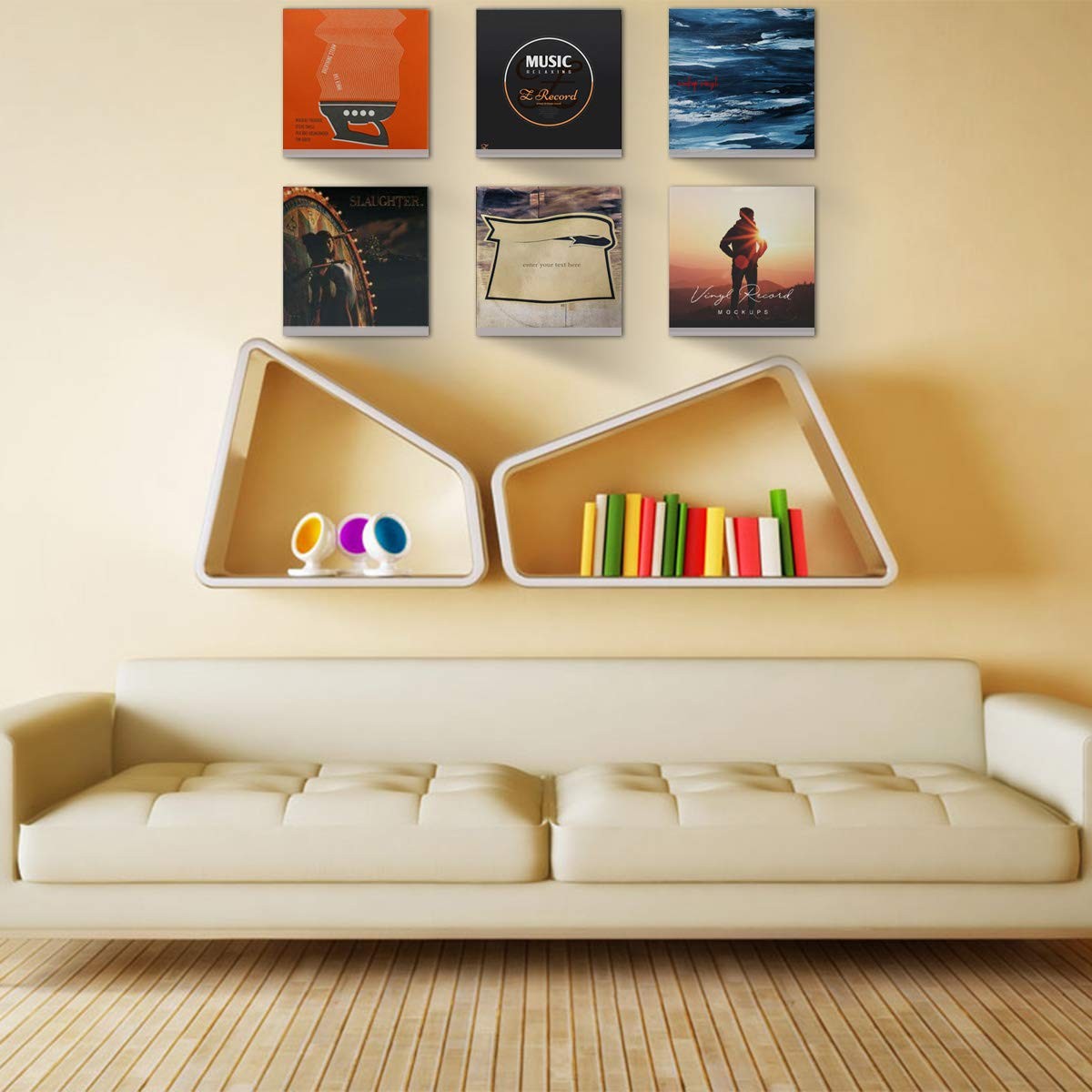 8 Pack 12'' Clear Acrylic Record Display Shelf - Wall Mount and Display Your ...