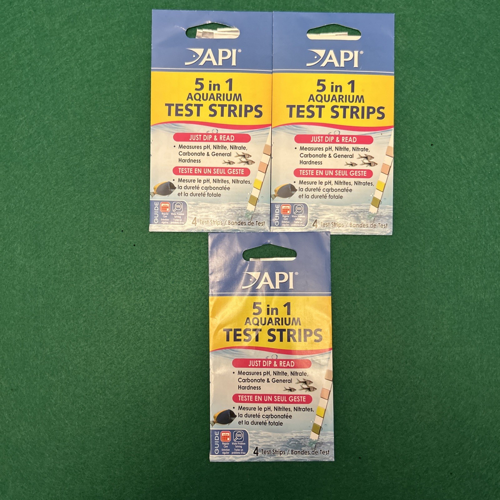 3 API 5-in-1 Aquarium Test Strips 4 Count Total 12 Strips