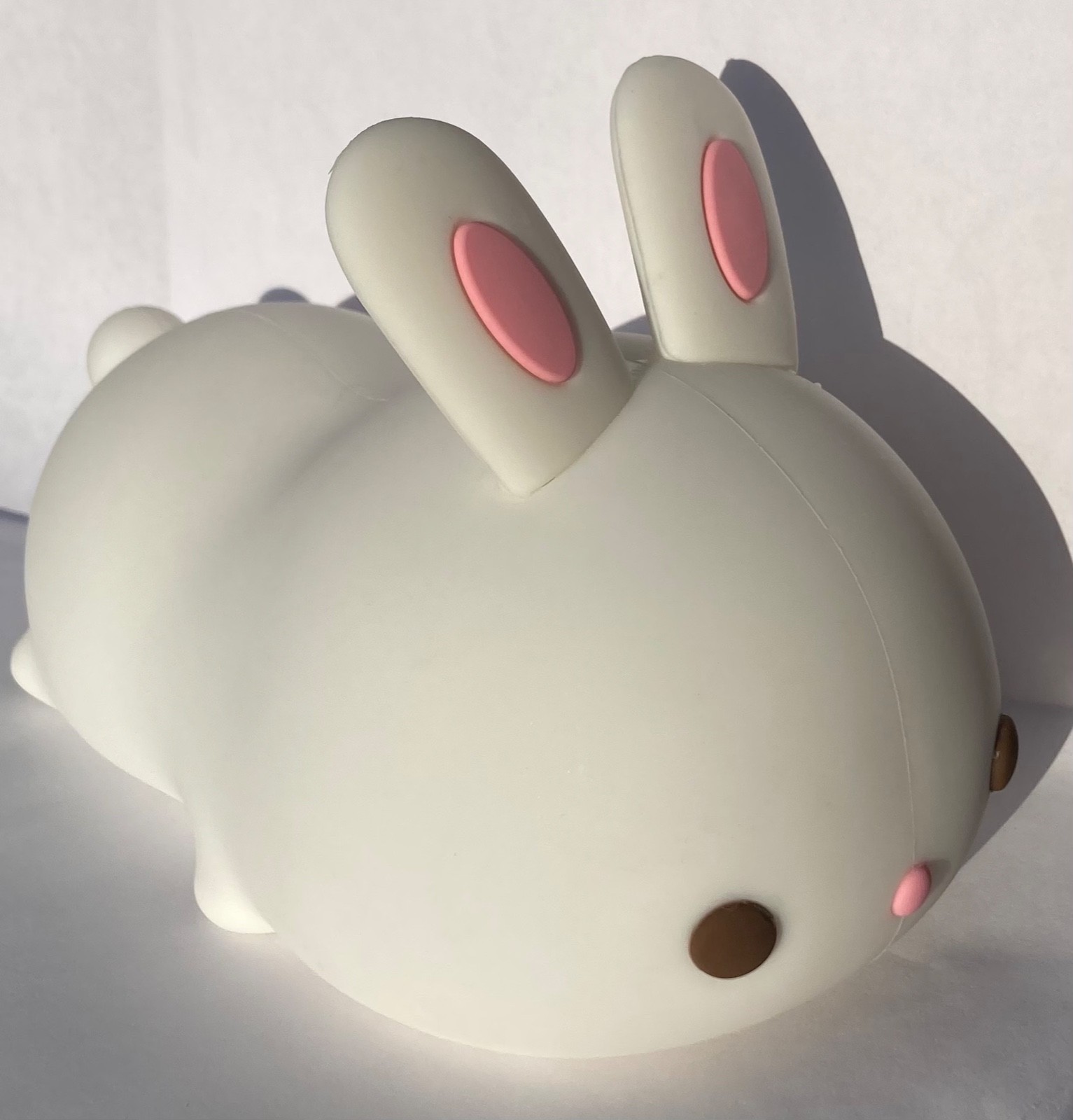 Squishy Bunny Night Light Rabbit LED Soft White Rabbit With Pink Ears