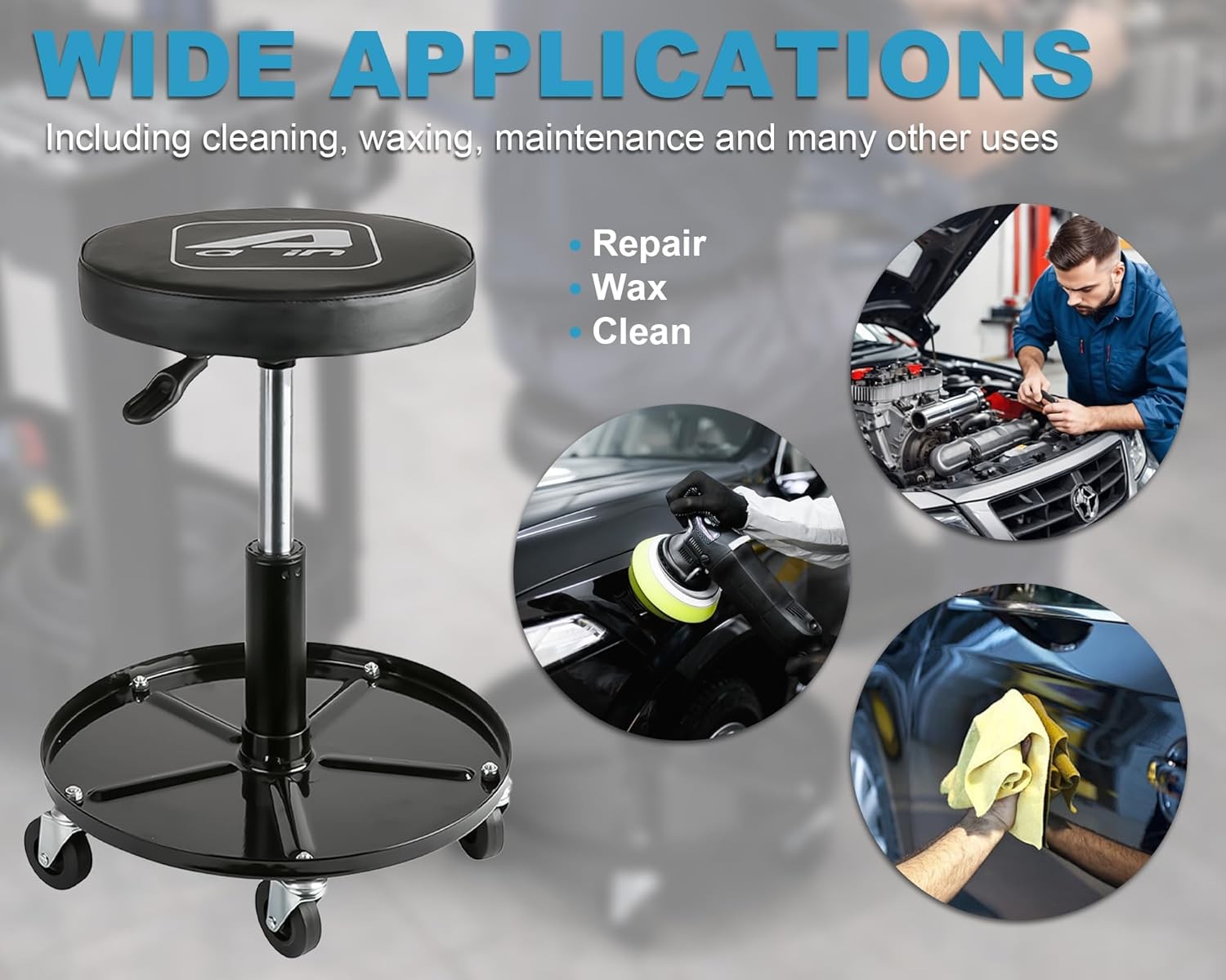 LT12 Professional Mechanics Roller Seat, Pneumatic Adjustable Rolling Stool