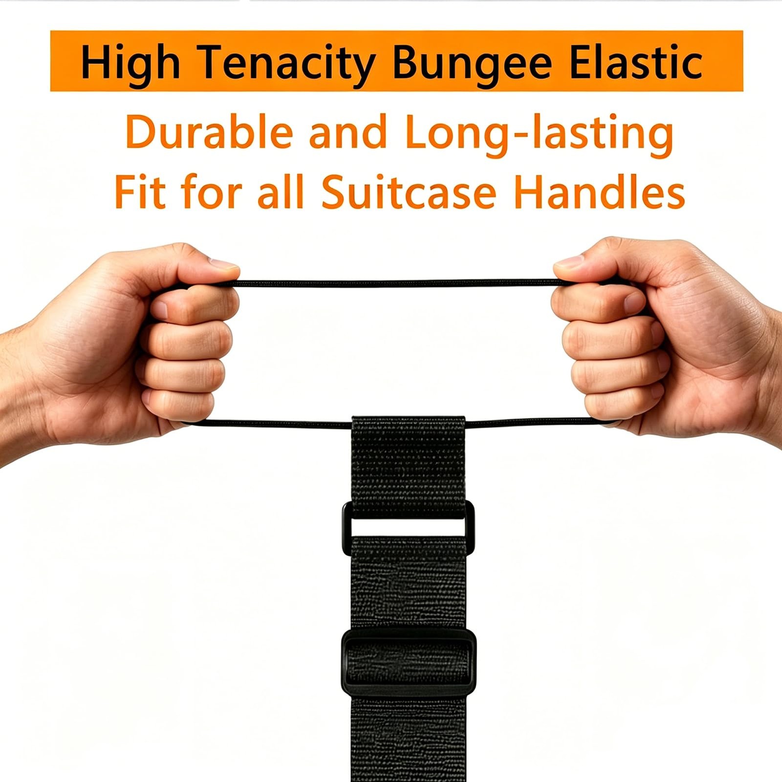 2 Black Luggage Straps for Suitcases Adjustable Connector Elastic Loop Handbag