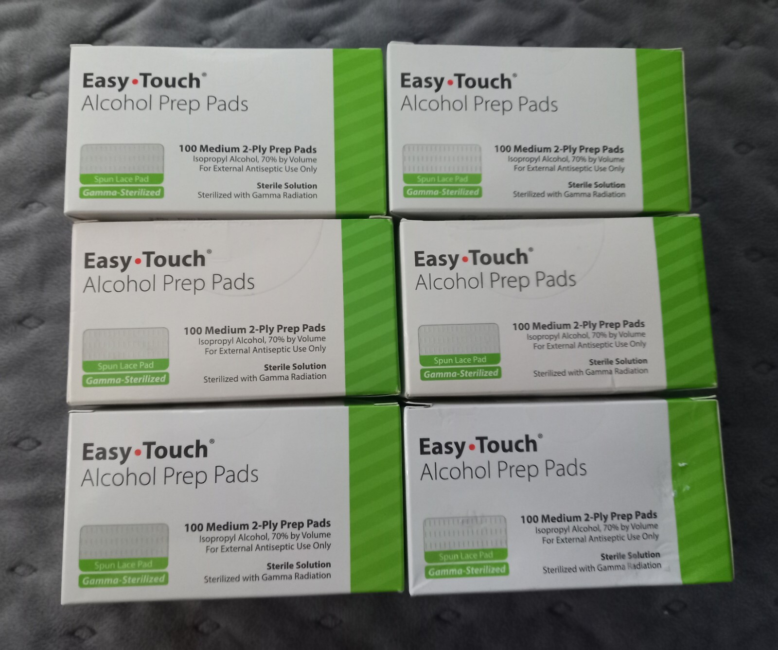 6 Boxes Of Easy Touch Alcohol Prep Pads Medium 2-Ply 100/box