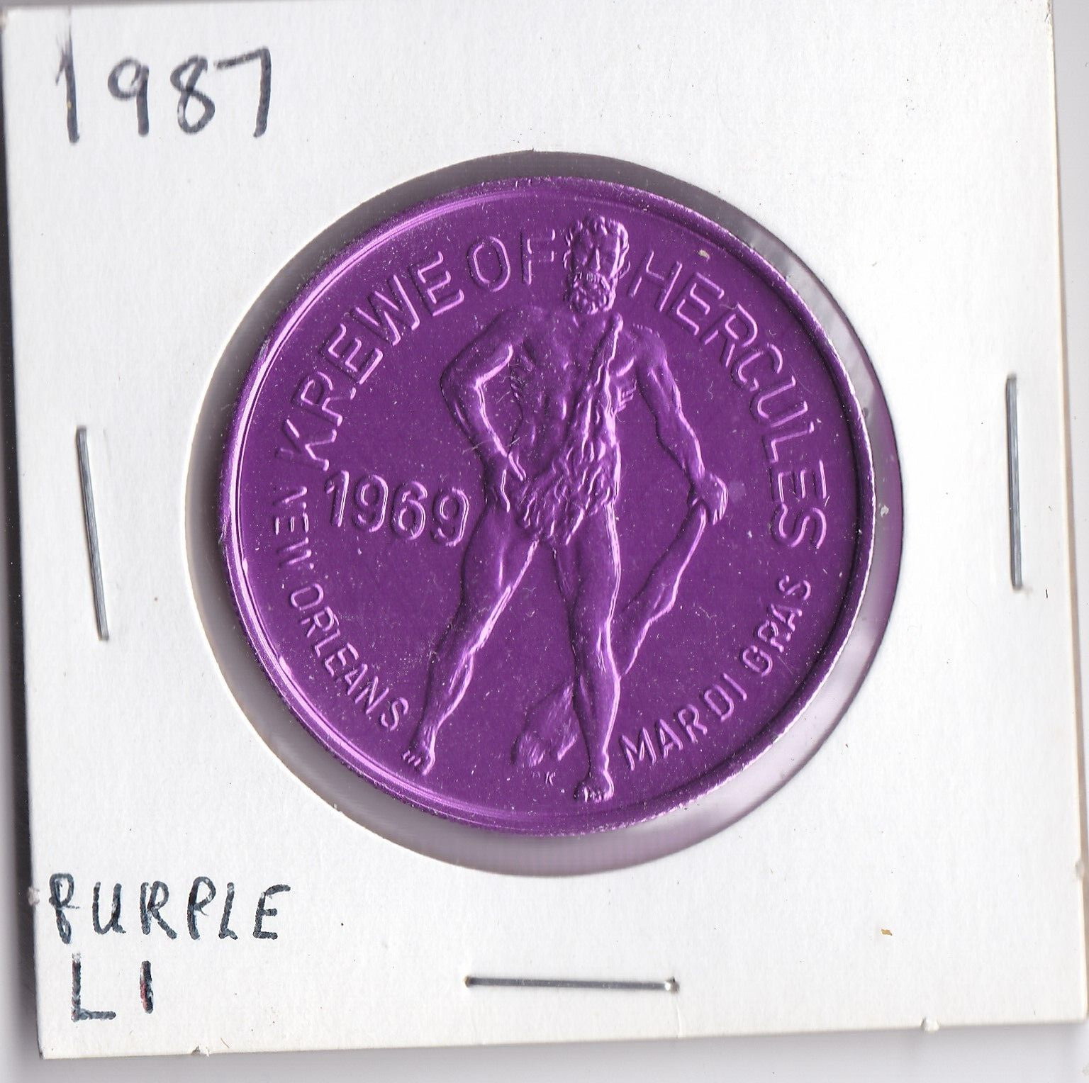 1987 KREWE OF HERCULES/HERCULES SALUTES AMERICA 1987 Doubloon  (Purple)