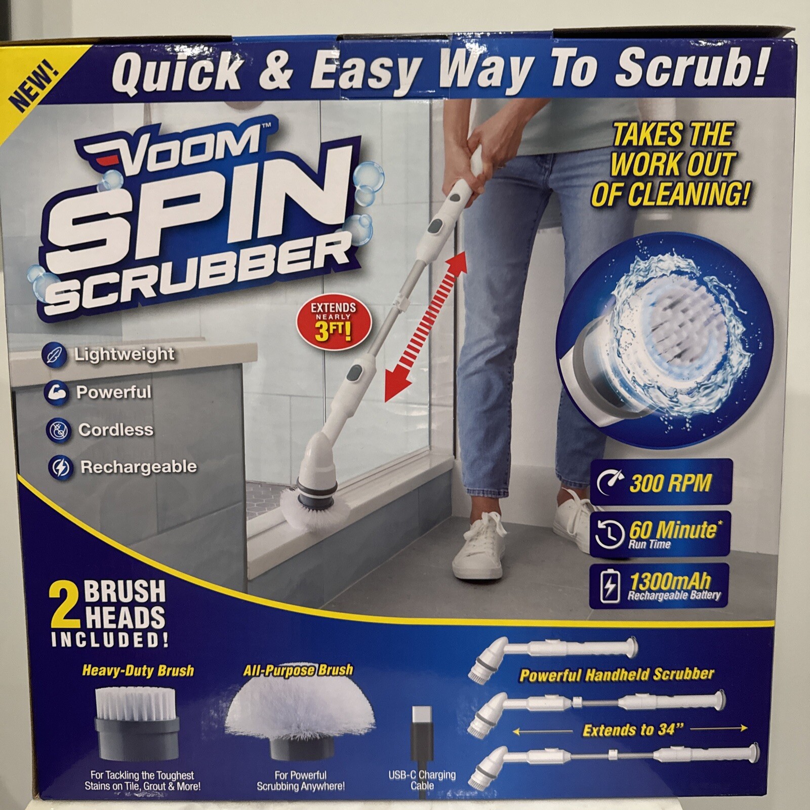 Voom Spin Scrubber- Cordless and Powerful way to scrub Cleaning Cordless Extends