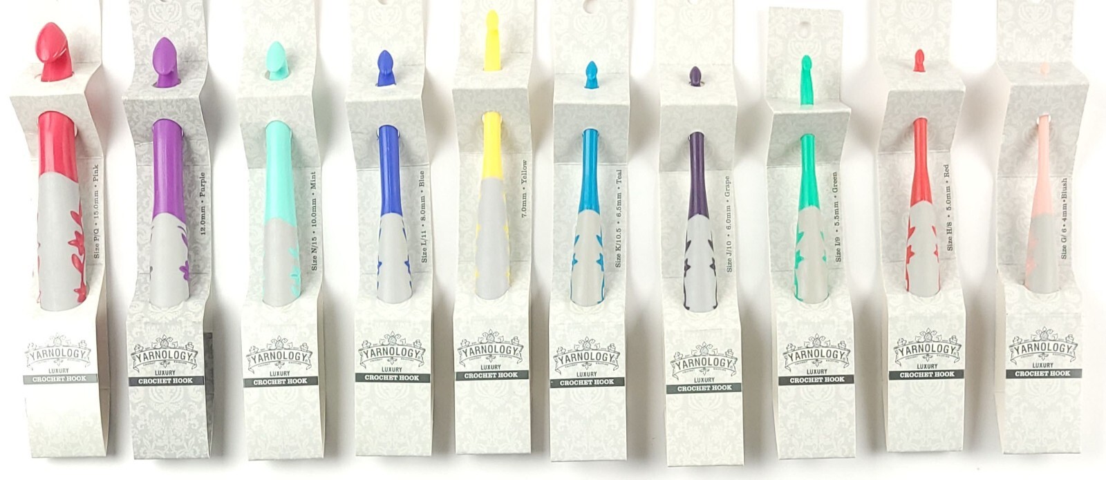Yarnology Crochet 10-Hook Set N/15,M/13,L/11,K/10.5,J/10,I/9,H/8,15,12,10,9,7mm