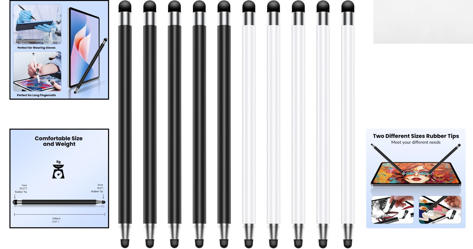 High Sensitivity Touchscreen Stylus 10-Pack - Scratch Protection & Comfort