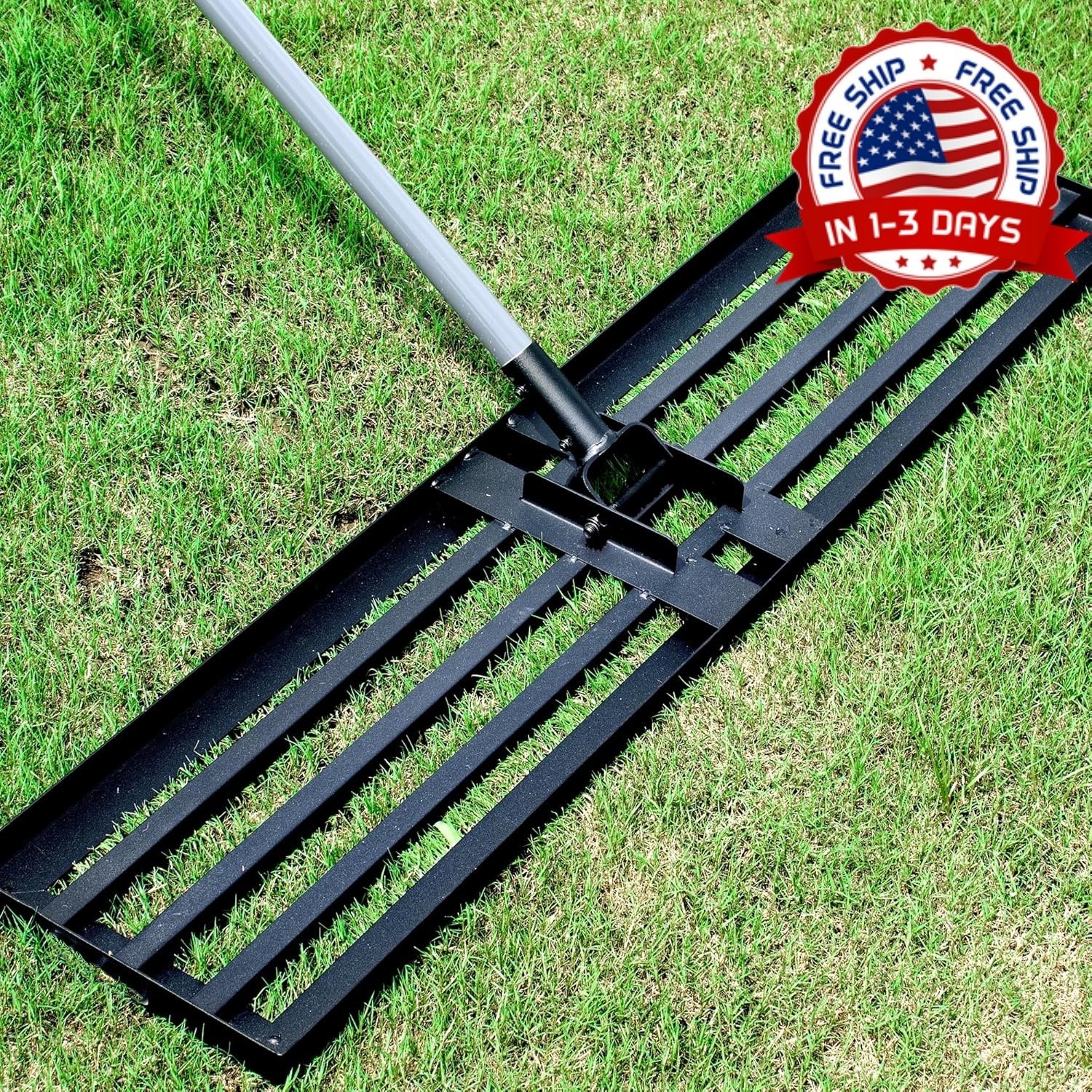 Rastrillo de Nivelacion Cesped 45"x10" Mango Ajustable Arena Suelo Yard
