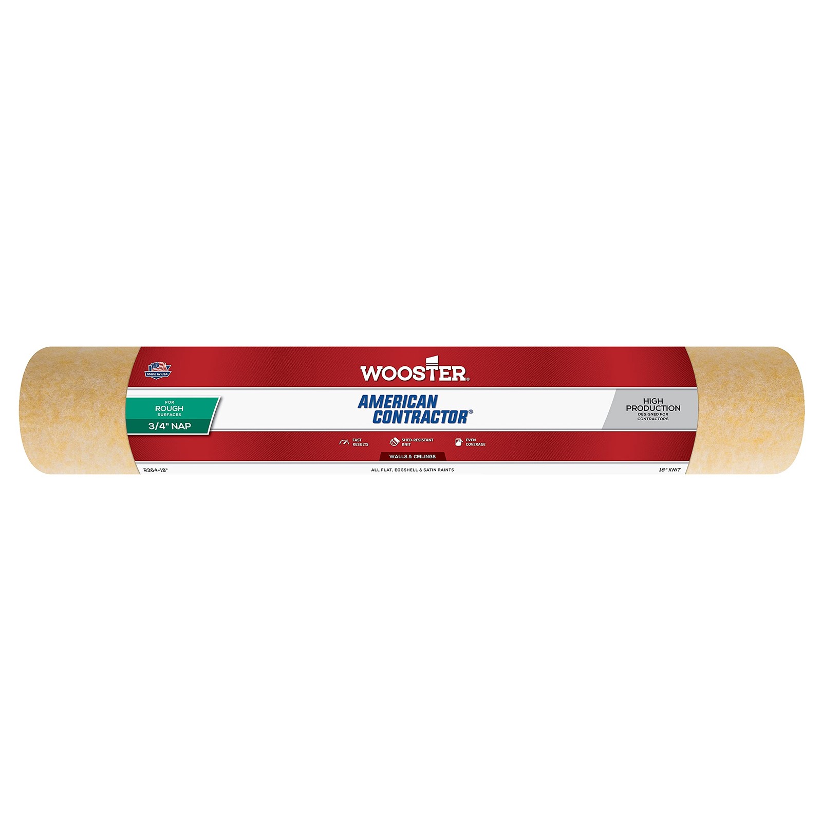 Wooster Brush R364-18 American Contractor Roller Cover, 3/4-Inch Nap, 18 Inch