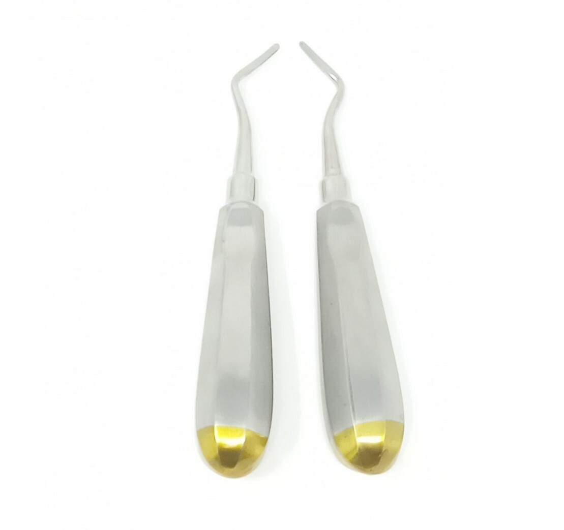2 Potts Dental Tooth Surgery East West Elevator # 6+7  L&R Standard handle Gold