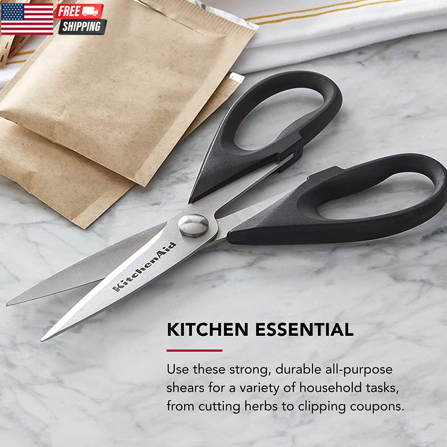Kitchenaid All Purpose Kitchen Shears with Protective Sheath Durable Stainless S