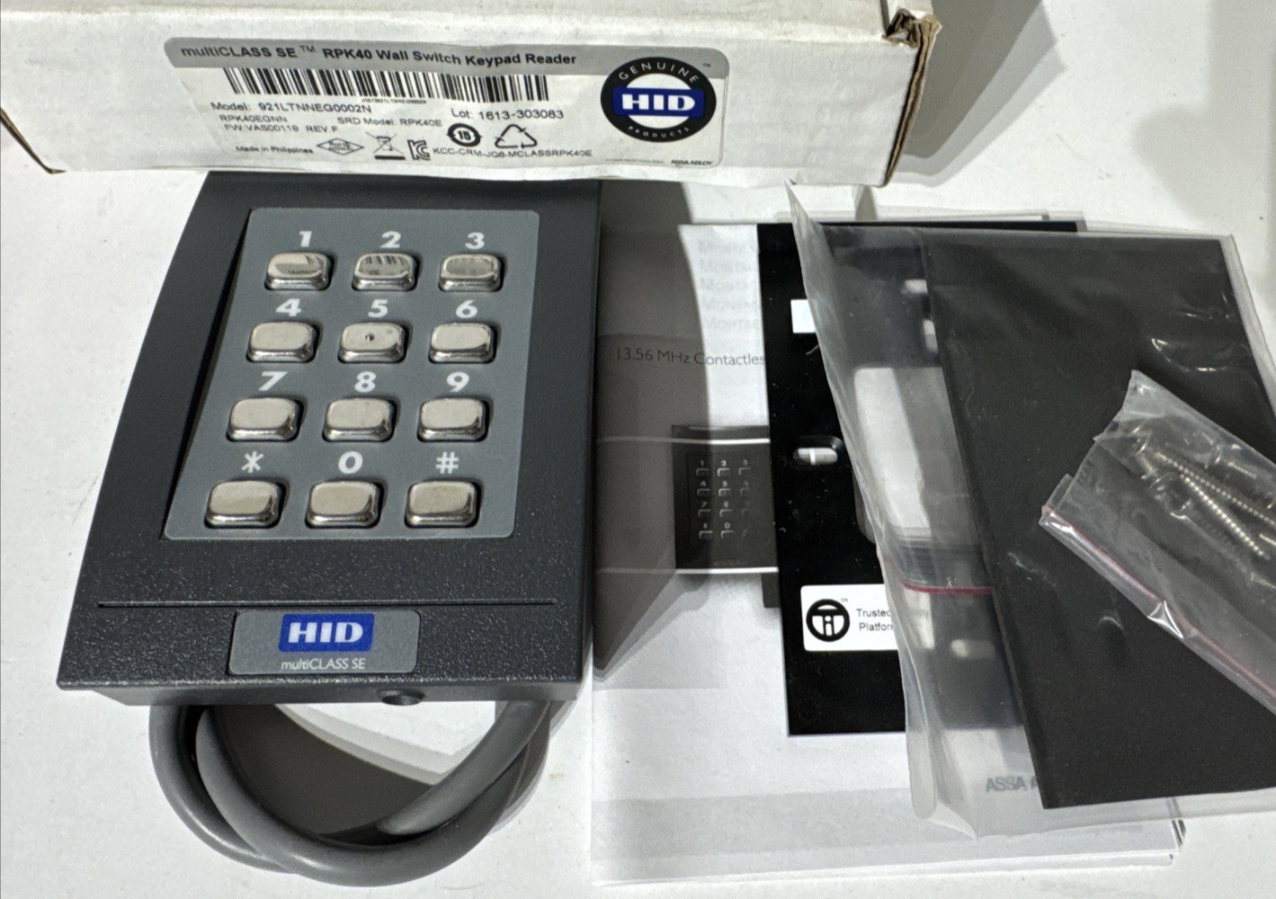 HID 921ltnneg0002n RPK40E MultiClass Keypad Reader, Black