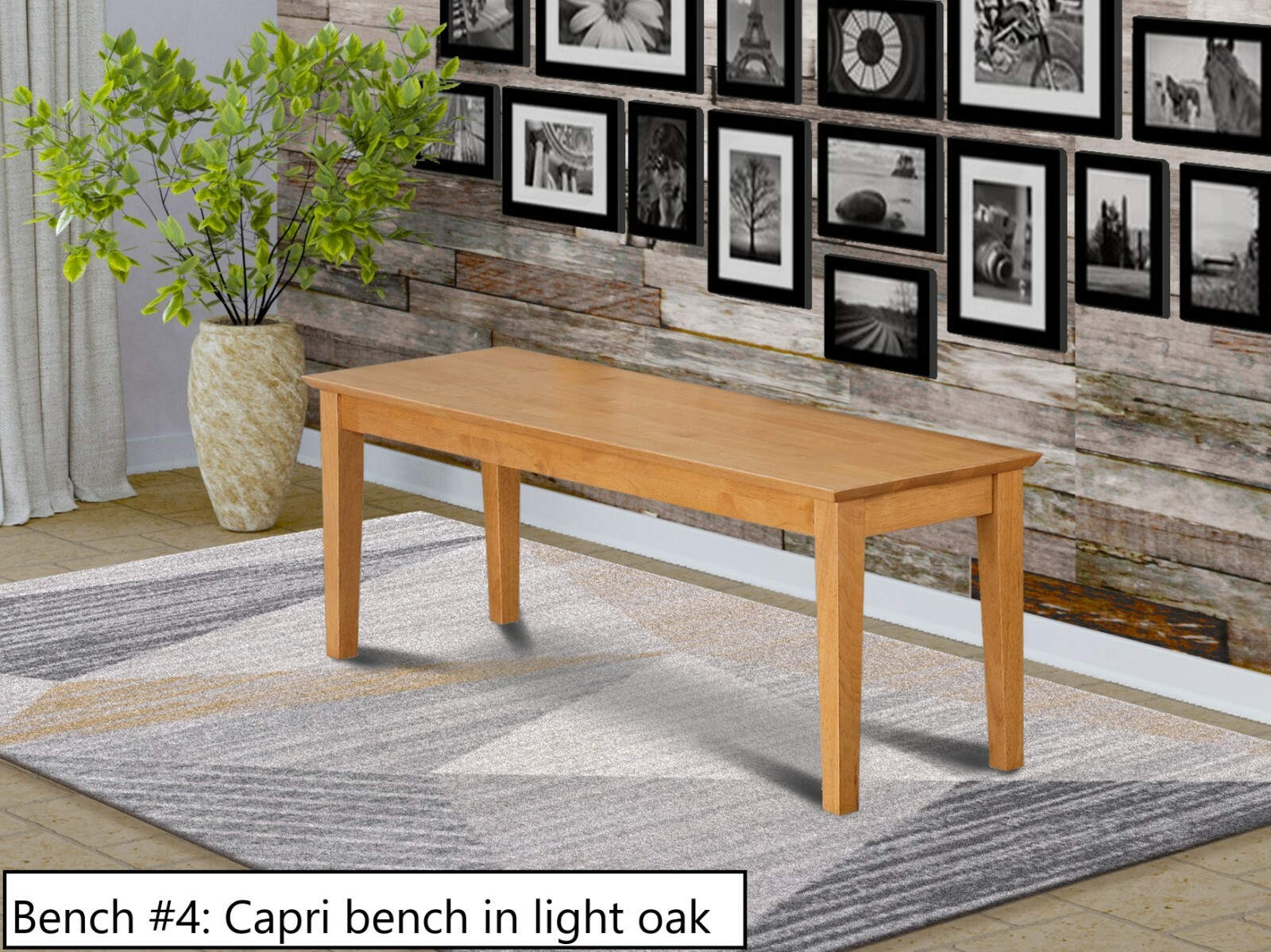 Solid wood Capri dinette kitchen dining bench in mahogany finish