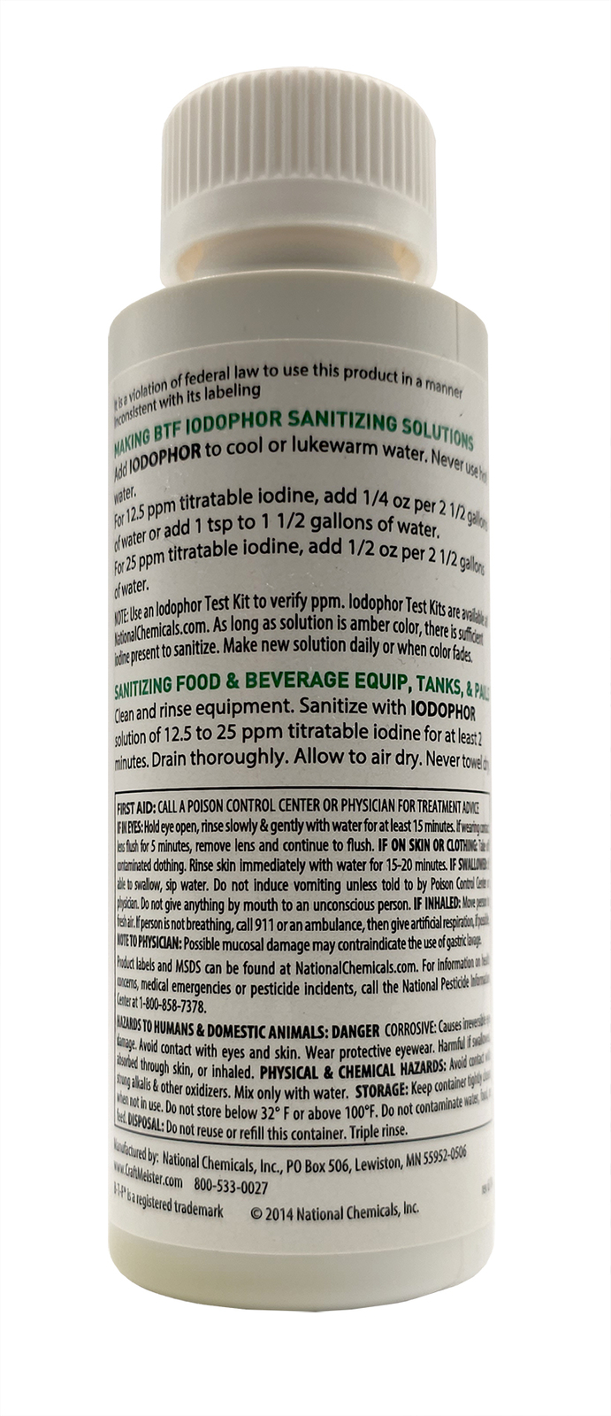 Iodophor Sanitizer for Brewing or Wine Making 4oz