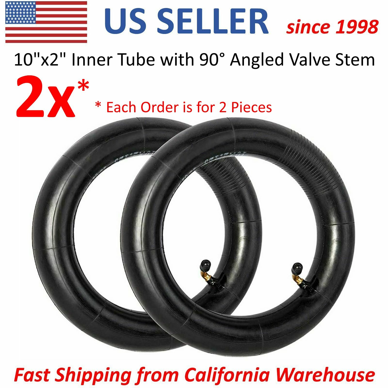 2 TurboAnt X7 Pro Max M10 Inner Tire Air Tube 10x2 inch 90° Valve Stem Scooter