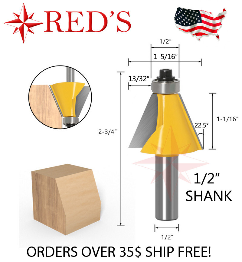 REDS Y69765-8 - 22.5 Degree Chamfer Bevel Router Bit 1/2" Shank