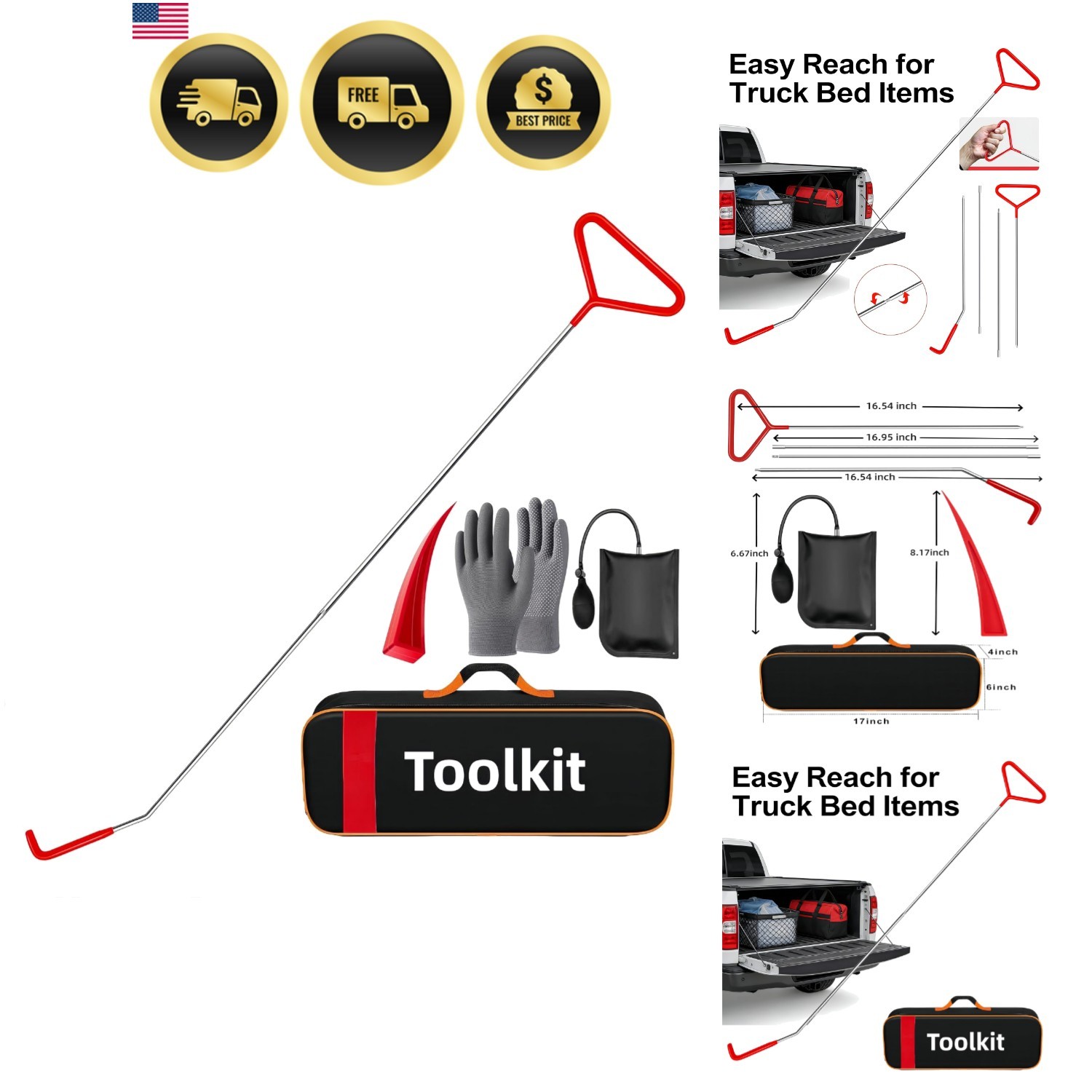 Car Tool Set, Cargo Grabber Retriever Tool - Upgraded Extendable Pickup Truck...