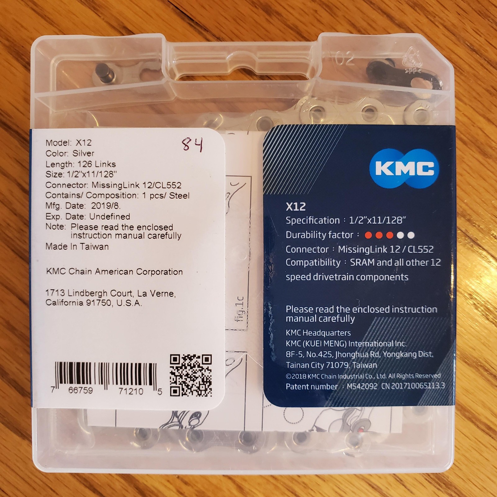 KMC X12 12 Speed Silver 126 Link Chain - NEW in Box