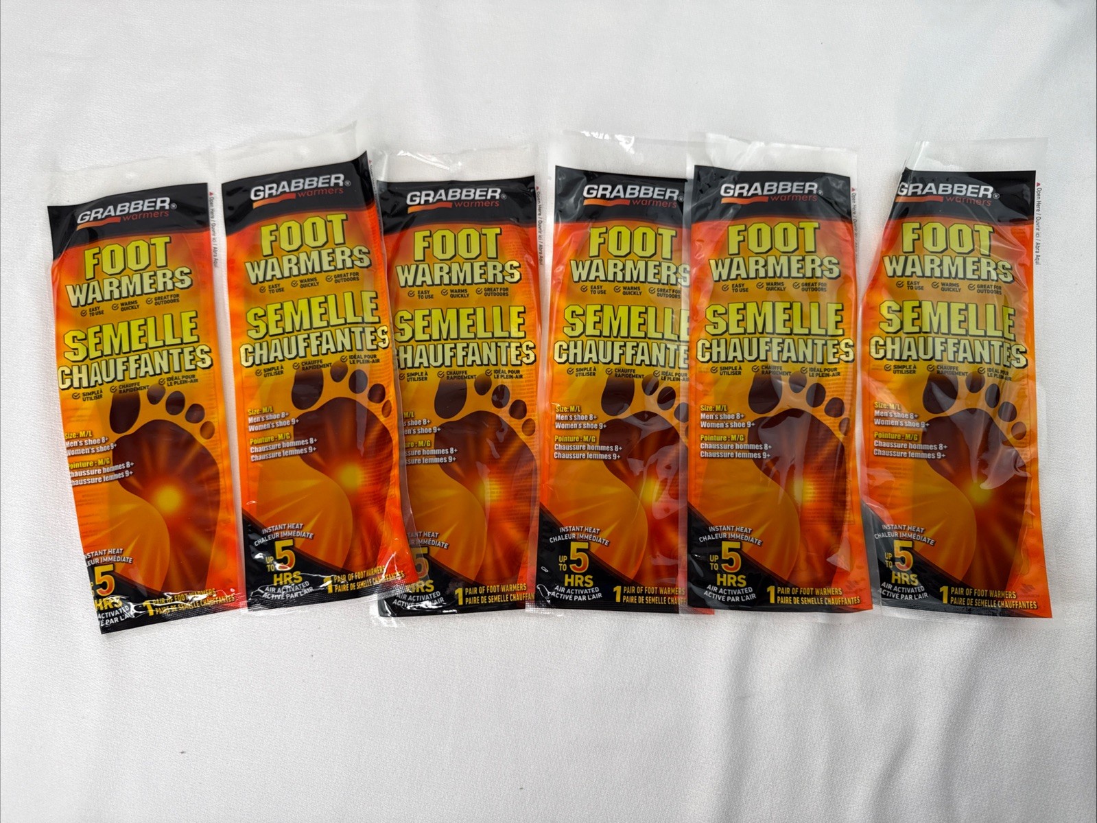 6 Pair Grabber Foot Warmers (M/L) Exp. 5/2027-7/2027