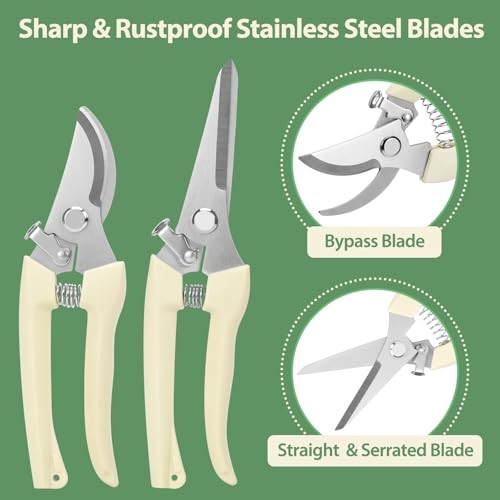4PACK Stainless Steel Garden Shears, Sharp Pruning Scissors for Plants