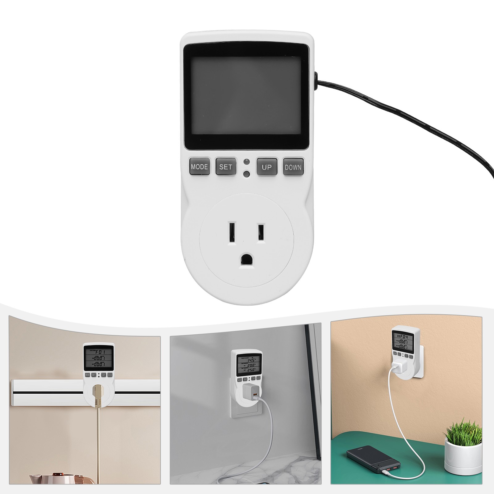 Outlet Plug Temperature Controller Dual Display Outlet Thermostat For Greenhouse