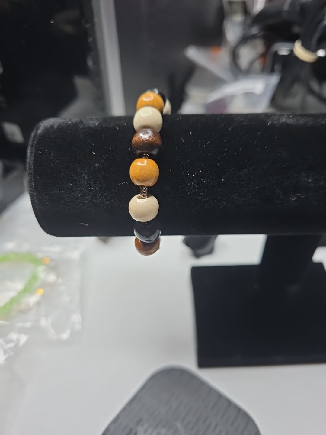 Tammy's Unique Designs Handmade Bracelet Multicolor Wooden Beads & Heart Charm