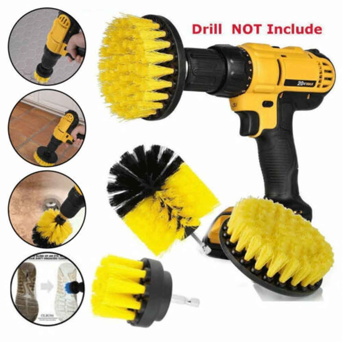 3Pcs Electric Drill Brush For Car Wheel & Furniture Detailing Cleaning Washing