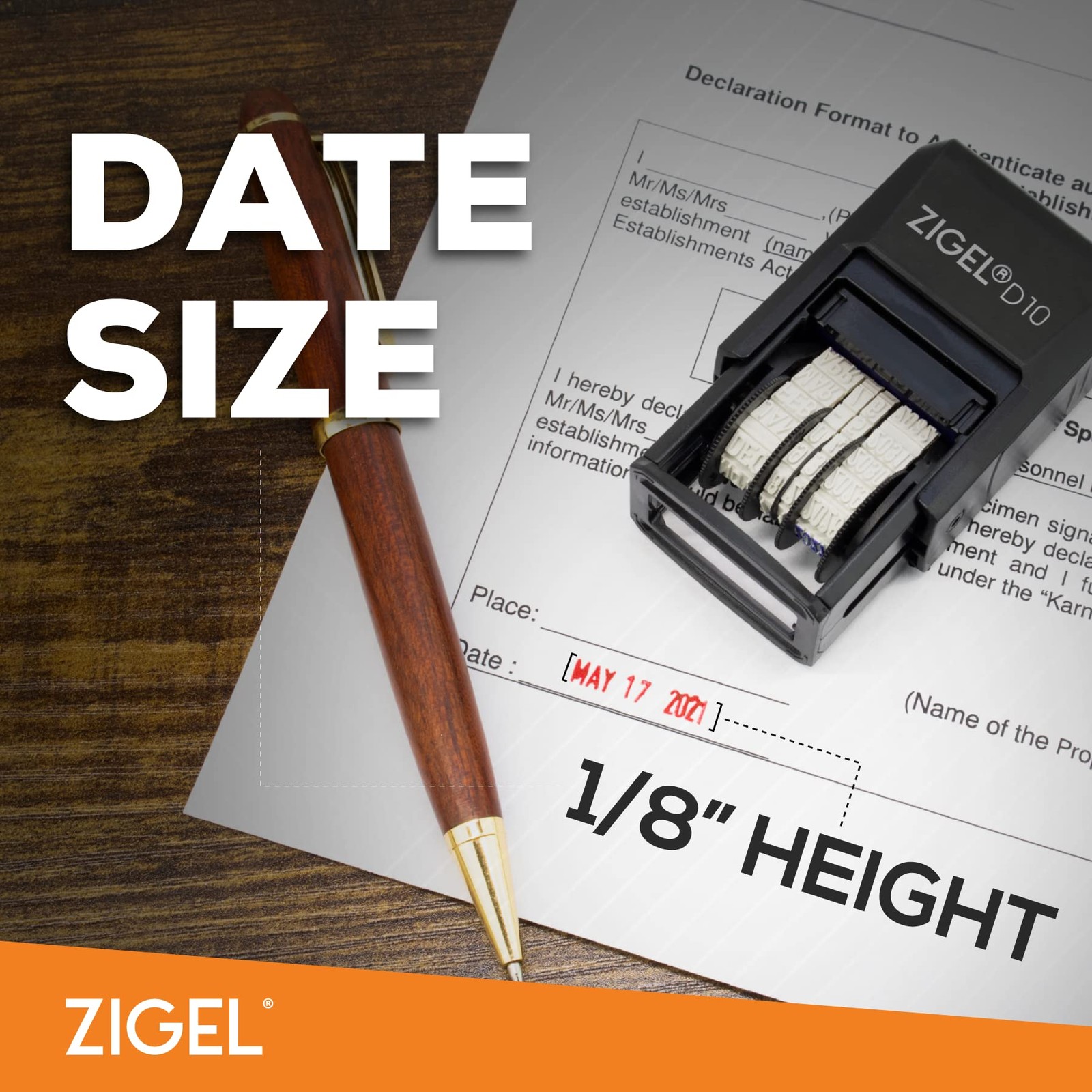 ZIGEL D10 Office Date Stamp - Self Inking - Red D10,