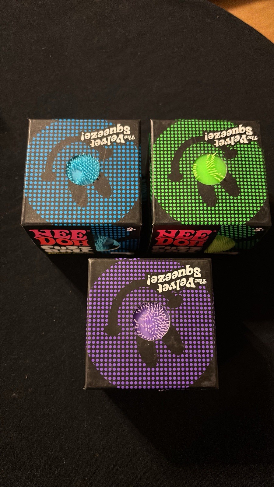 Needoh Fuzz Ball, Blue, Purple, Green