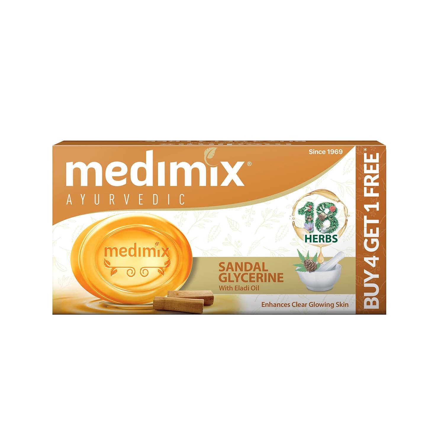 5 X Medimix Ayurvedic Sandal Bathing Soap Bar with Eladi Oil - 125g -Free Ship