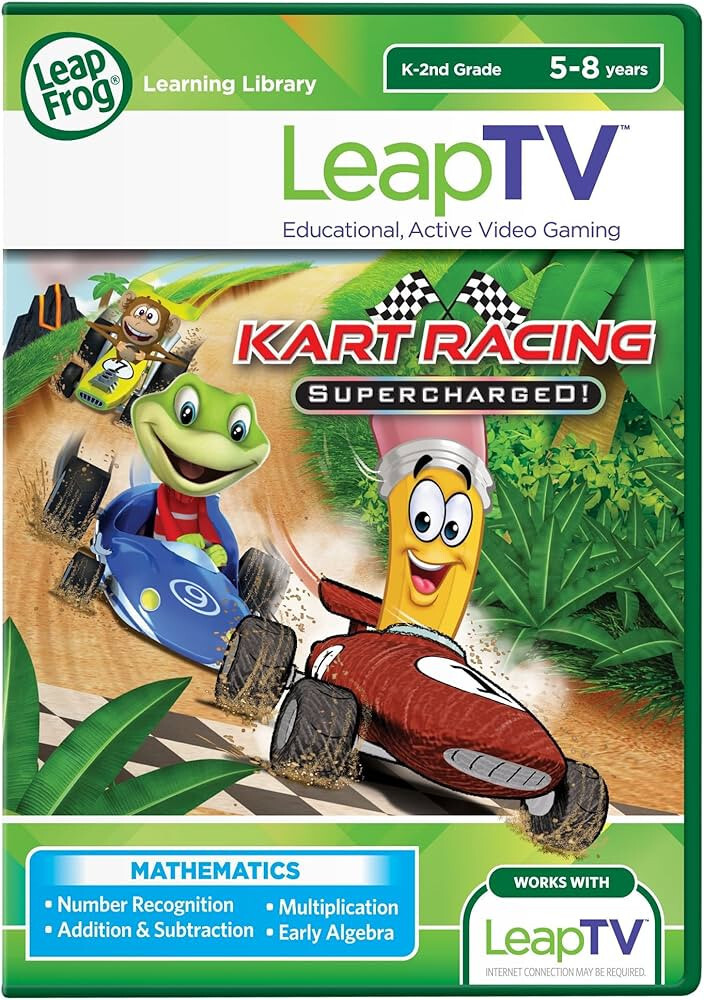 NEW LeapTV Kart Racing Supercharged Leap Frog K-2nd Grade Math Educational Game