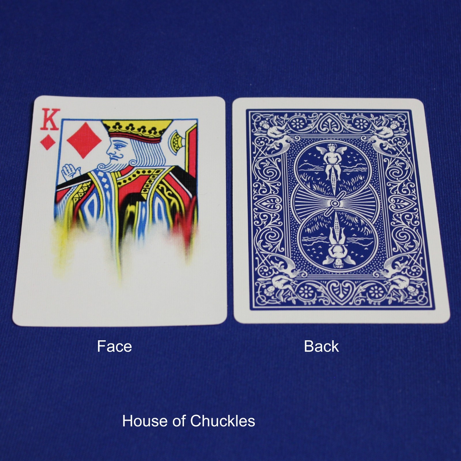 King of Diamonds, Half Blurred, Bicycle Printed Gaff Card, Blue