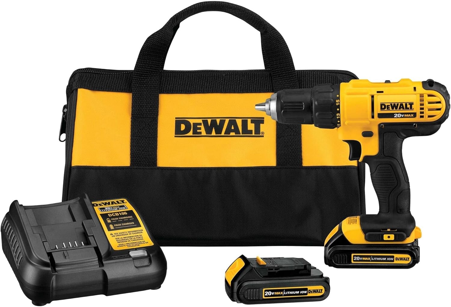 DeWalt 20V Max Cordless Drill Driver Kit DCD771C2 w/ 2 Batteries & Charger