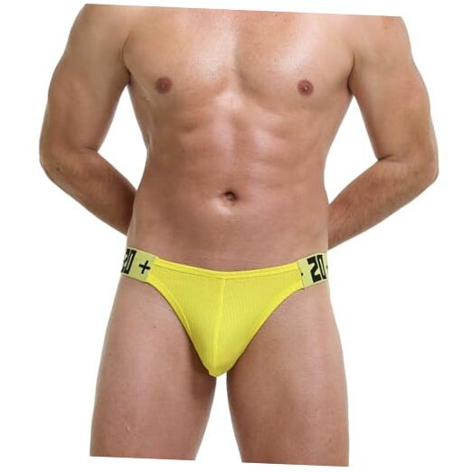 High Elasticity Cotton Mens Thong for Men Sexy Mens Underwear X-Large A1-yellow