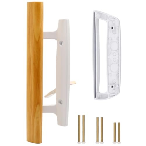 Sliding Glass Patio Door Handle Replacement Set with Oak White Handles Only