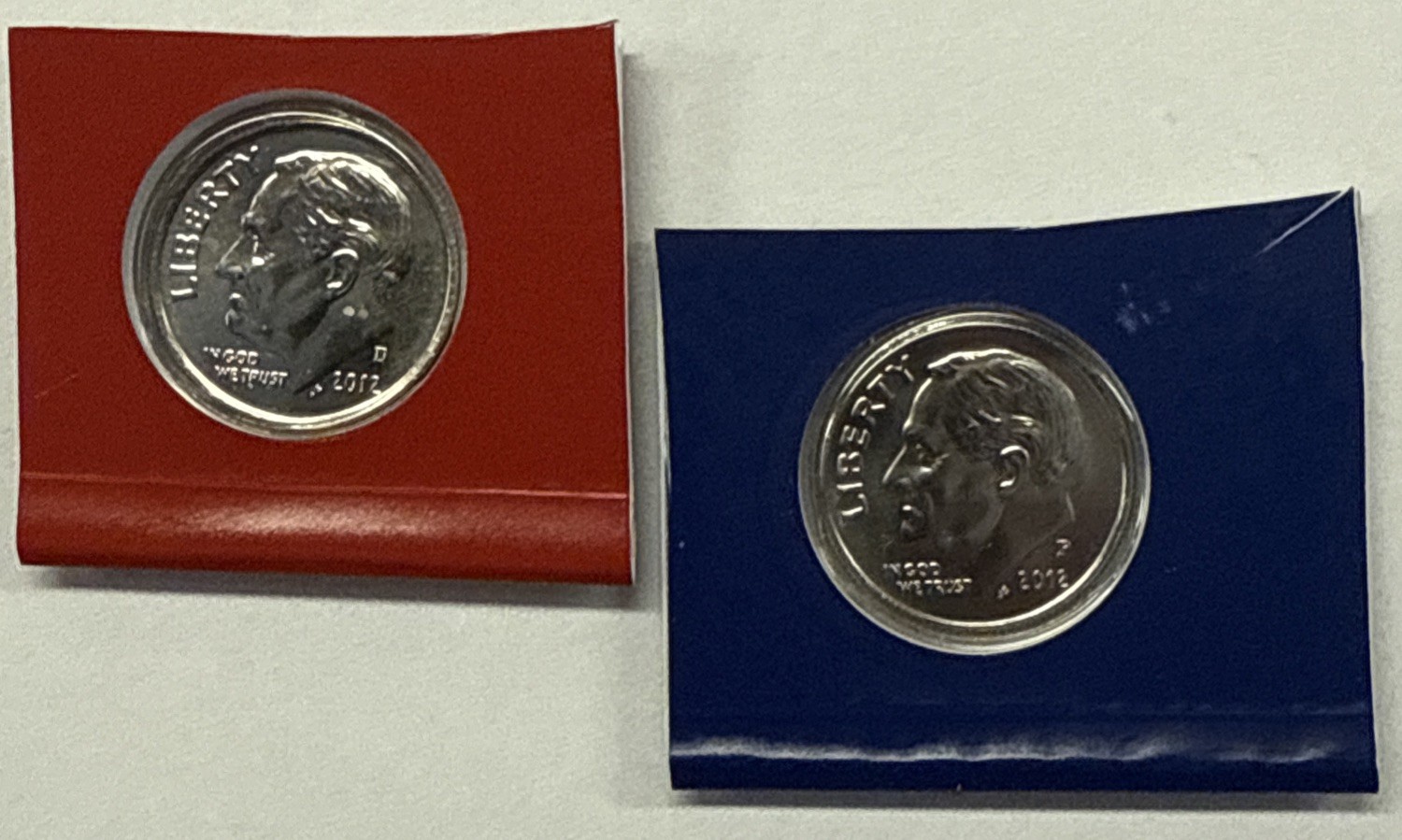 2012 P&D  Roosevelt Dimes  from Mint Set in Mint Plastic with Free Shipping