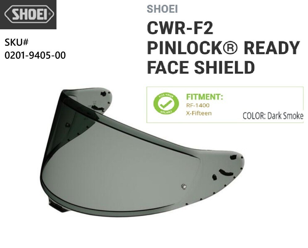 Shoei CWR-F2 Shield for RF-1400/X-Fifteen Helmet-Dark Smoke-0201940500