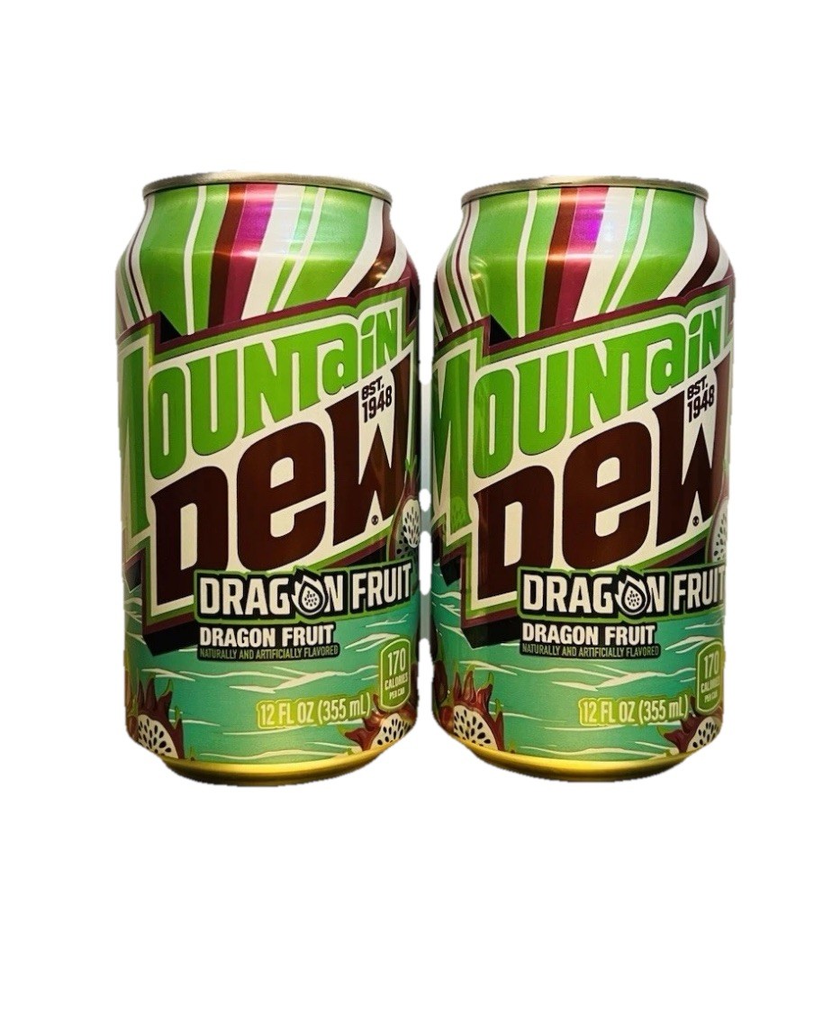2 Full 2025 Mountain Dew Dragon Fruit 12oz Cans Franchise Exclusive Mtn Dew Can