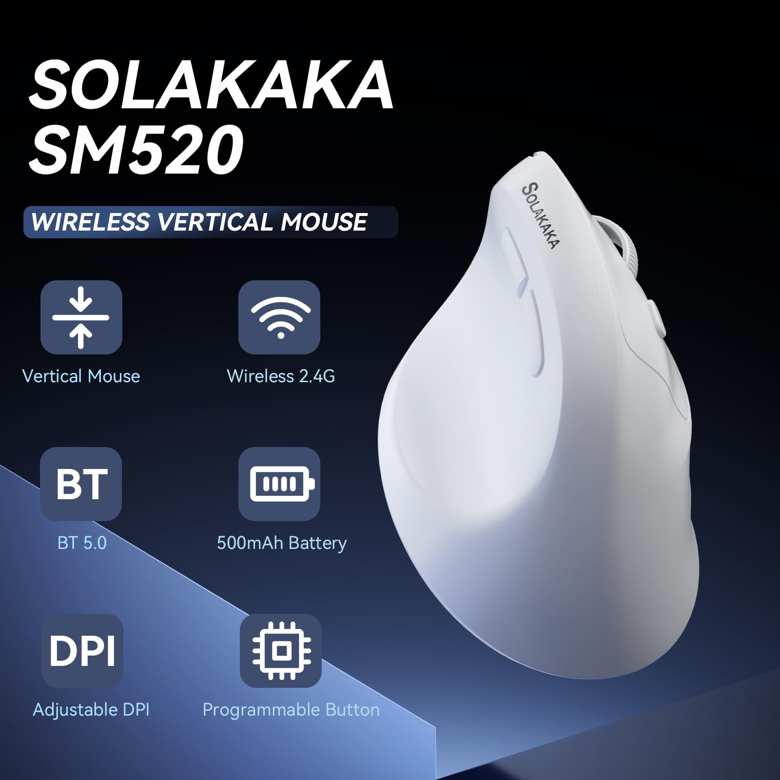 SM520 Ergonomic with 24000 DPI, Vertical with Programmable Side Button, Wirel...