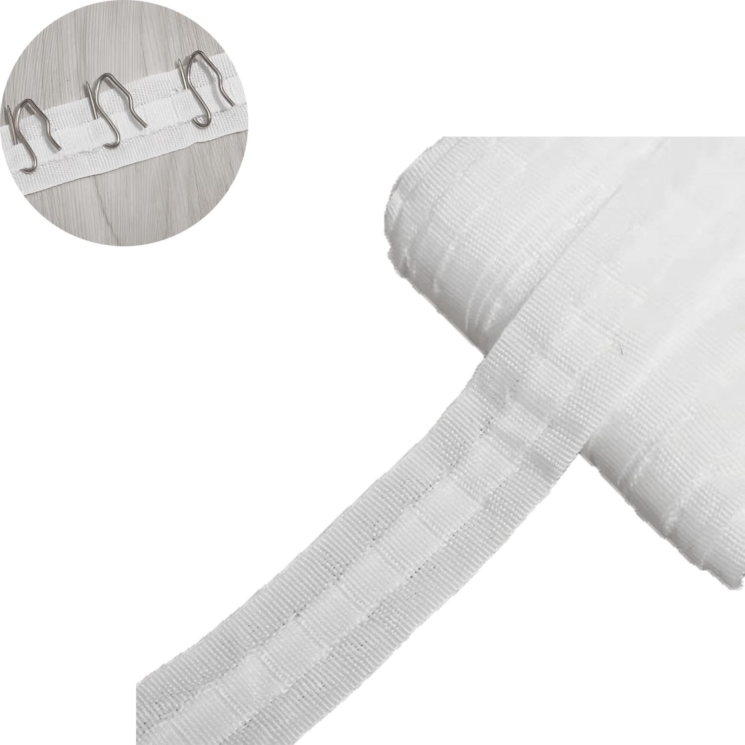 Curtain Narrow Header Tape with Strings 30Mx3Cm Pull Cord Pleat Cloth Heading Be