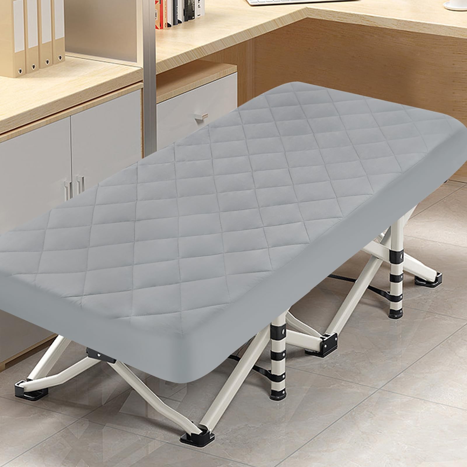 Cot Mattress Pad Waterproof Quilted, Fitted Size Small Single, Gray