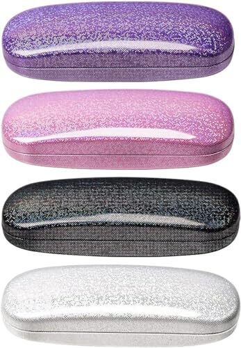 ZONLY Eyeglasses Case,(4 Piece) Unisex Hard Shell Eyeglasses Cases Glitter