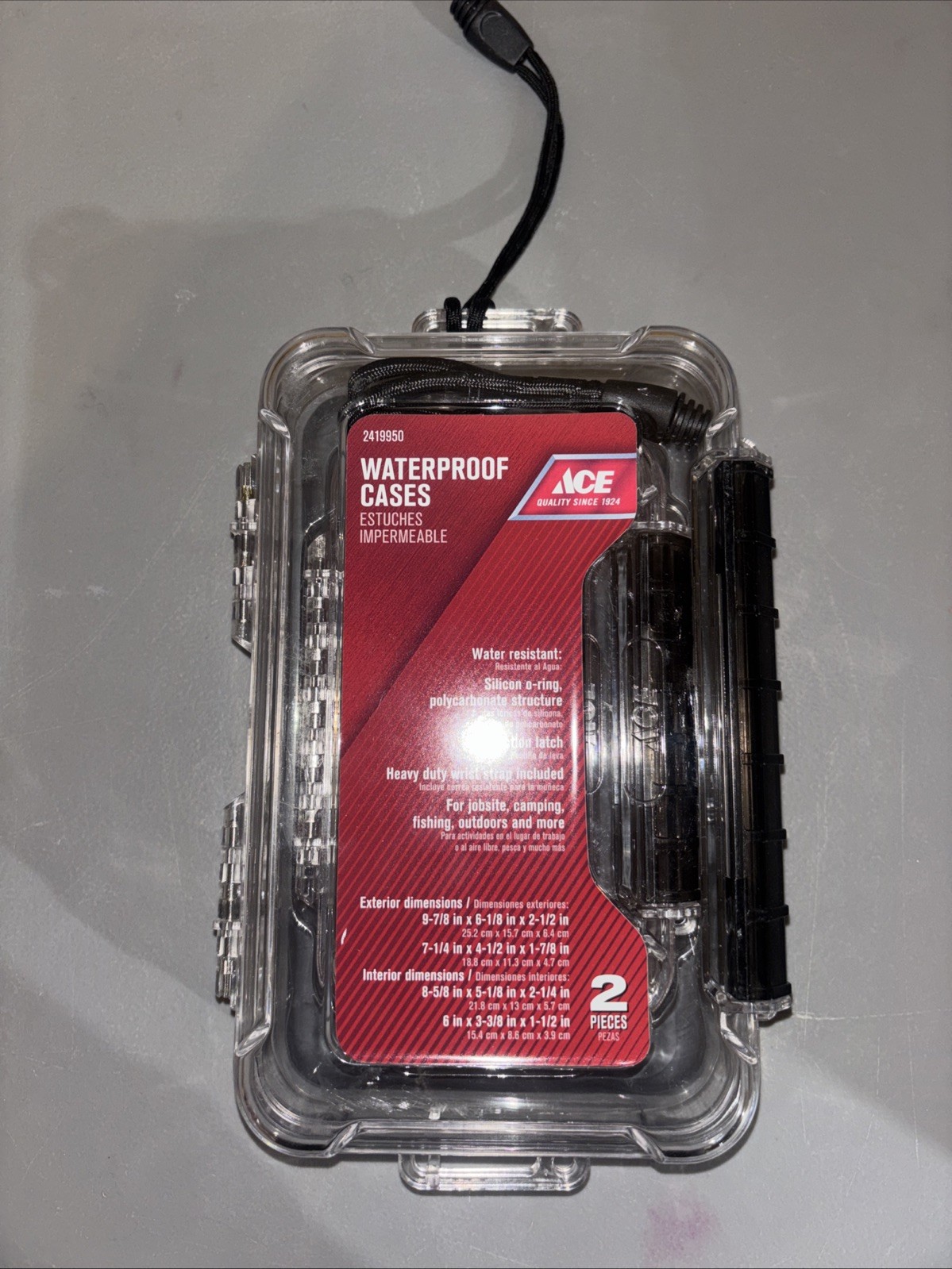 New Ace Hardware 9” X 6”  Waterproof Plastic Cases Combo (2-piece set) Cam Latch