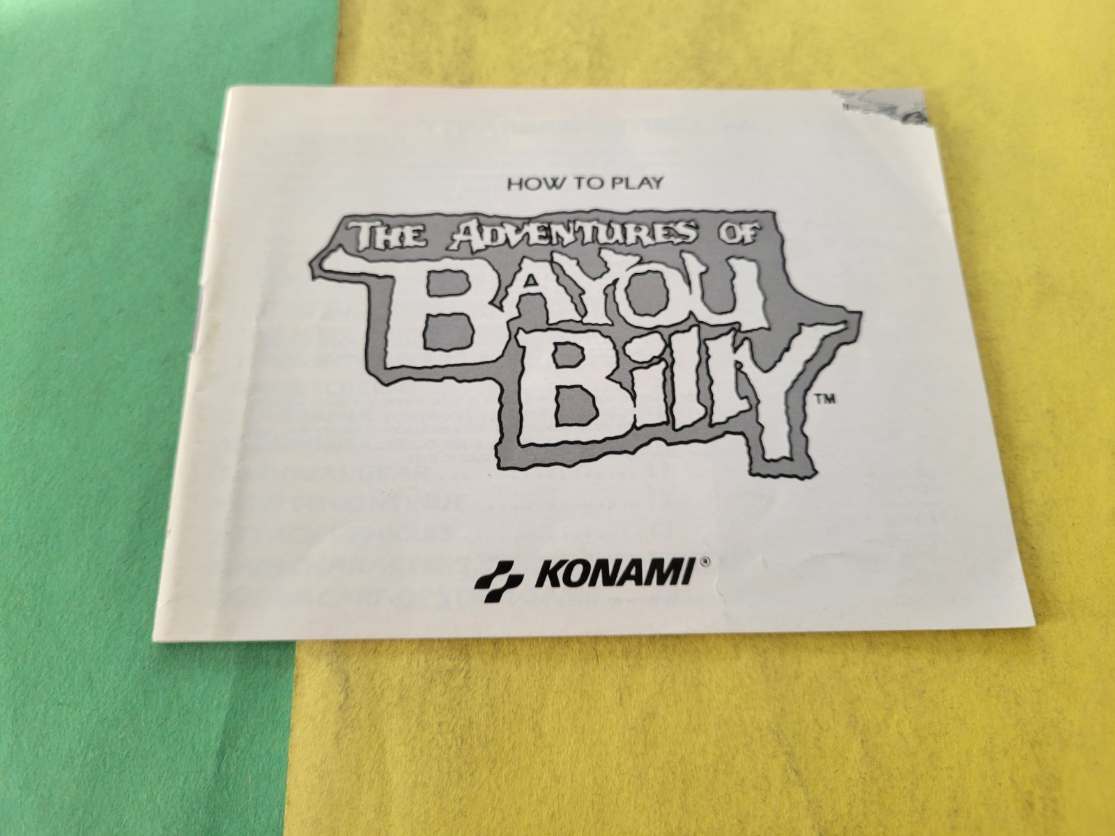 The Adventures of Bayou Billy Instruction Manua NES Nintendo