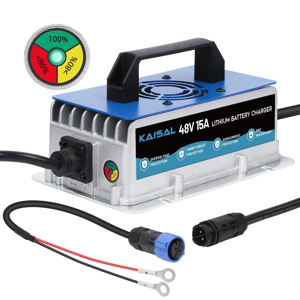 Lithium Battery Charger 48 Volt/58.4V 15A for 48V (51.2V) LiFePO4 0V...